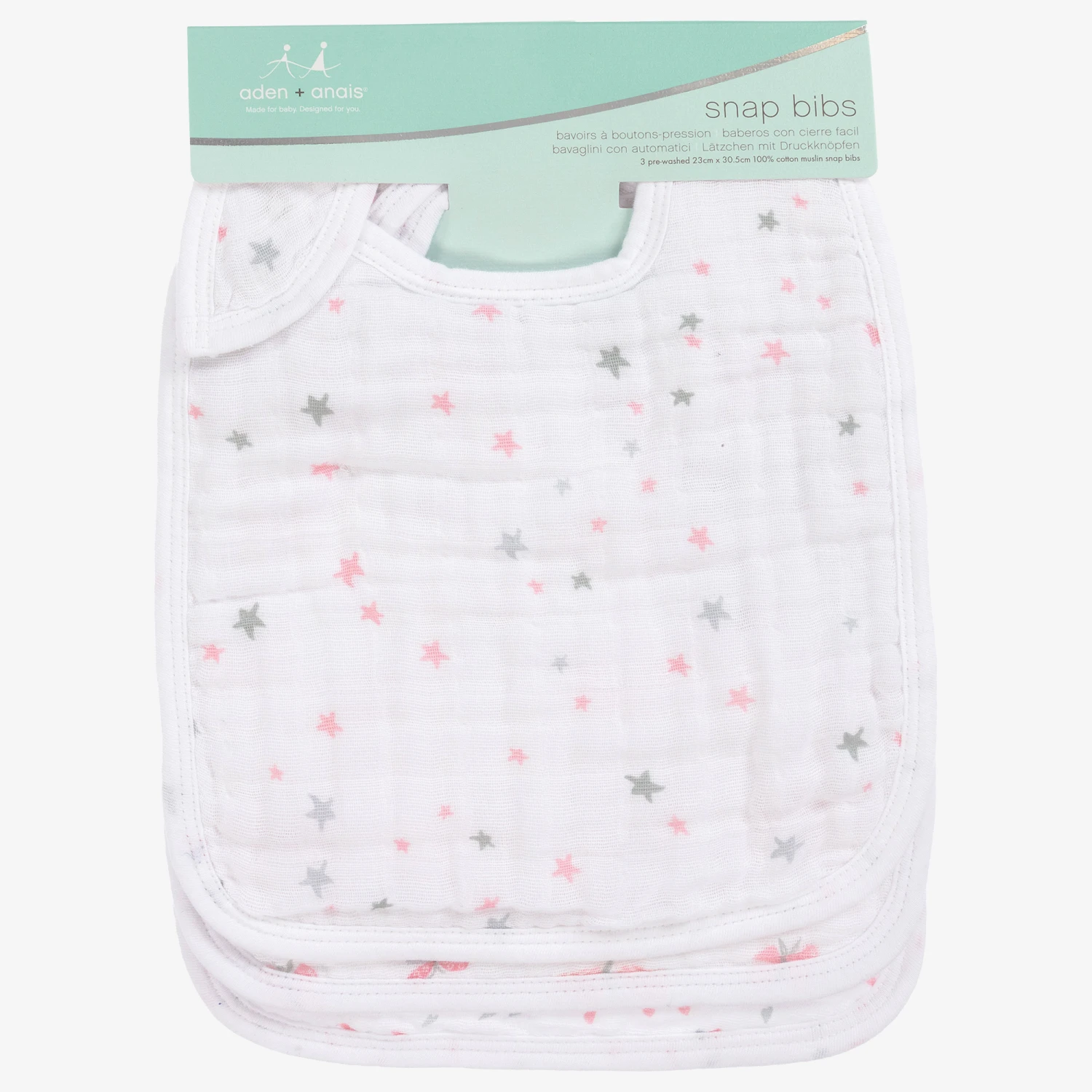 Aden + Anais White Cotton Bibs (3 Pack) 2 Aden + Anais White Cotton Bibs (3 Pack) - Image 2