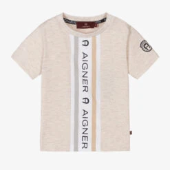 AIGNER Baby Boys Beige Cotton Logo T-Shirt