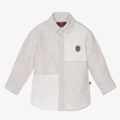 AIGNER Baby Boys Beige Striped Cotton Shirt