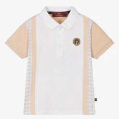 AIGNER Baby Boys Beige & White Cotton Polo Shirt