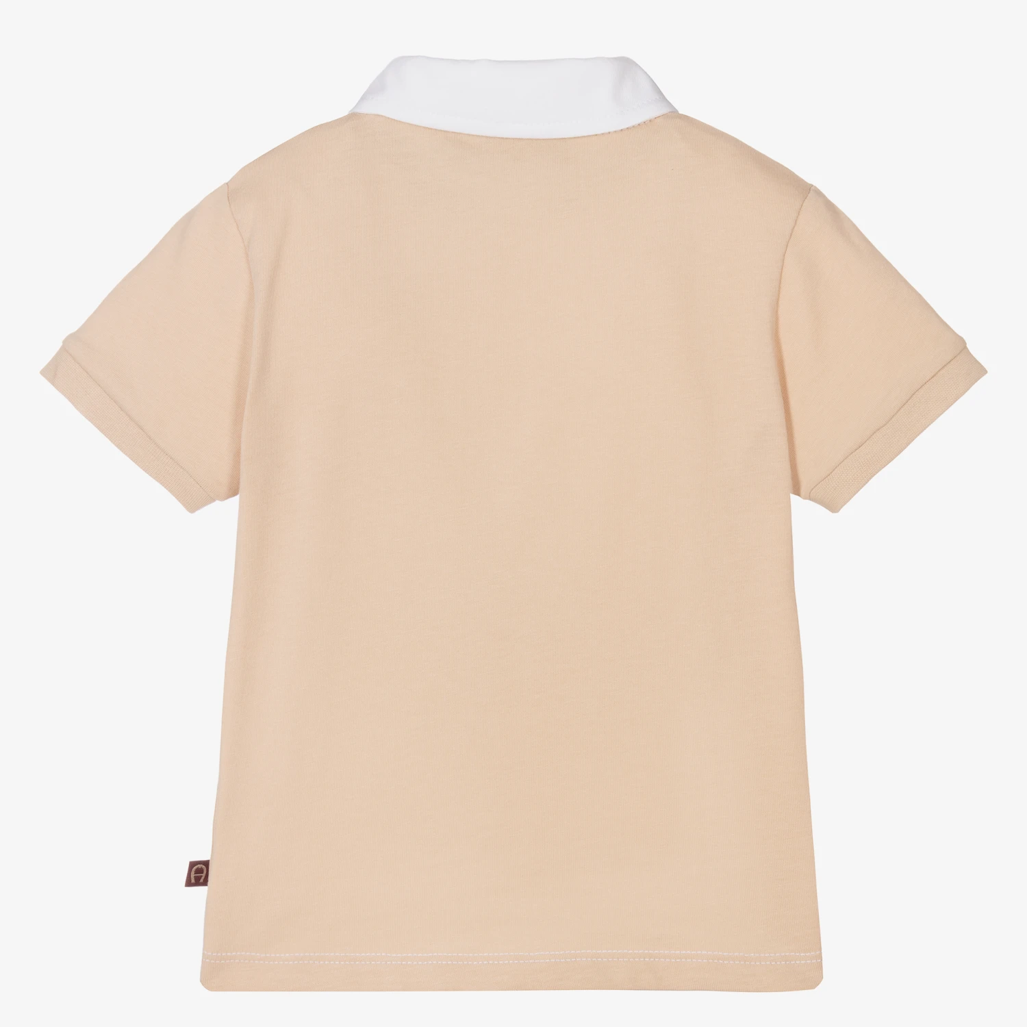 AIGNER Baby Boys Beige & White Cotton Polo Shirt 2 AIGNER Baby Boys Beige & White Cotton Polo Shirt - Image 2
