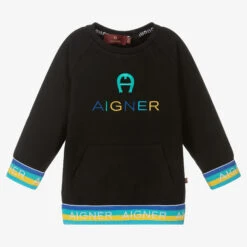 AIGNER Baby Boys Black Cotton Sweatshirt