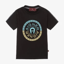 AIGNER Baby Boys Black Cotton T-Shirt