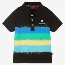 AIGNER Baby Boys Black Spray Paint Polo Shirt