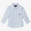 AIGNER Baby Boys Blue Cotton Logo Shirt