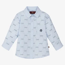 AIGNER Baby Boys Blue Cotton Logo Shirt