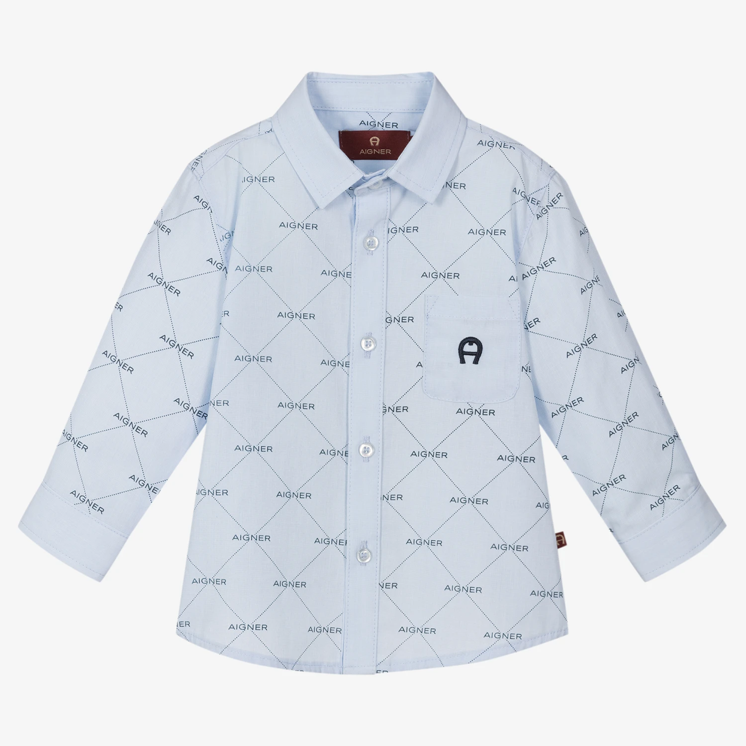 AIGNER Baby Boys Blue Cotton Logo Shirt 1 AIGNER Baby Boys Blue Cotton Logo Shirt