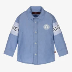 AIGNER Baby Boys Blue Cotton Shirt