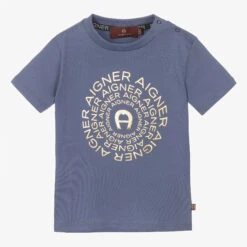 AIGNER Baby Boys Blue & Gold Logo T-Shirt
