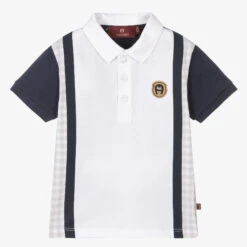 AIGNER Baby Boys Blue & White Cotton Polo Shirt
