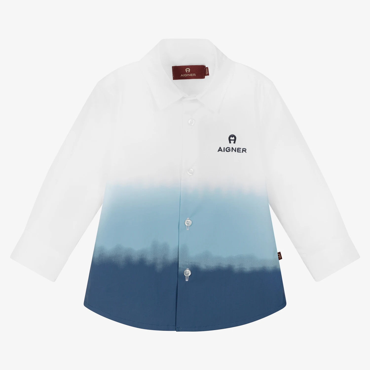 AIGNER Baby Boys Blue & White Tie-Dye Shirt 1 AIGNER Baby Boys Blue & White Tie-Dye Shirt