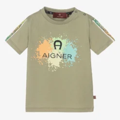 AIGNER Baby Boys Green Paint Splash T-Shirt