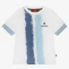 AIGNER Baby Boys White & Blue Cotton Logo T-Shirt