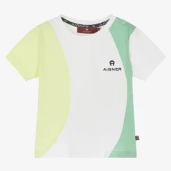 AIGNER Baby Boys White & Green Colourblock T-Shirt