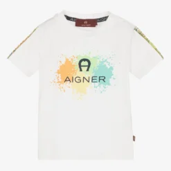 AIGNER Baby Boys White Paint Splash T-Shirt
