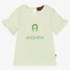 AIGNER Baby Girls Green Cotton Logo T-Shirt