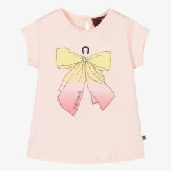 AIGNER Baby Girls Pink Bow Logo T-Shirt