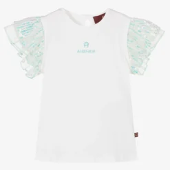 AIGNER Baby Girls White & Blue Sequin T-Shirt
