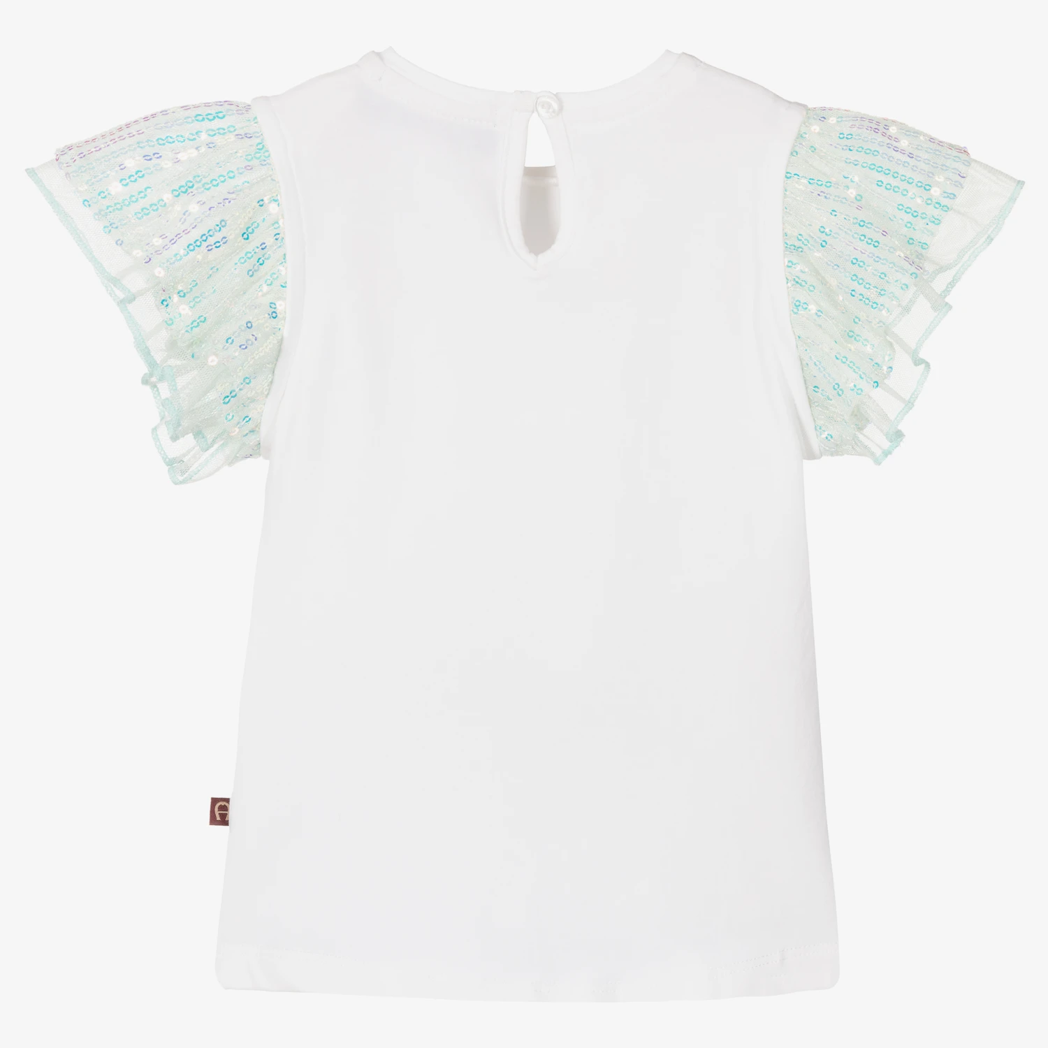 AIGNER Baby Girls White & Blue Sequin T-Shirt 2 AIGNER Baby Girls White & Blue Sequin T-Shirt - Image 2