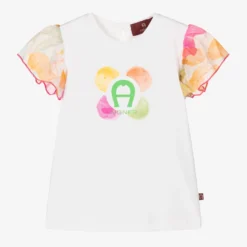 AIGNER Baby Girls White Floral Logo T-Shirt