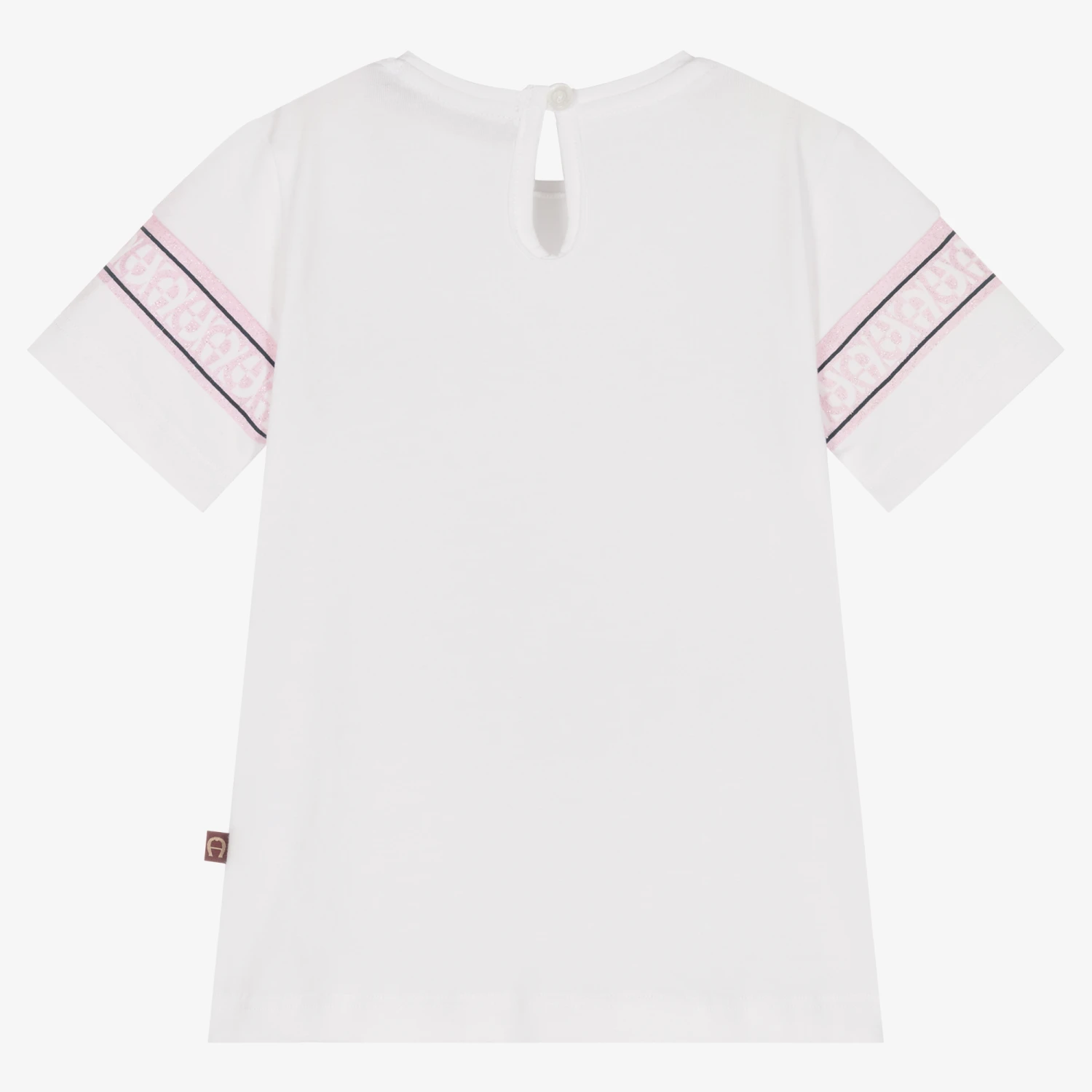 AIGNER Baby Girls White & Pink Glitter Logo T-Shirt 2 AIGNER Baby Girls White & Pink Glitter Logo T-Shirt - Image 2