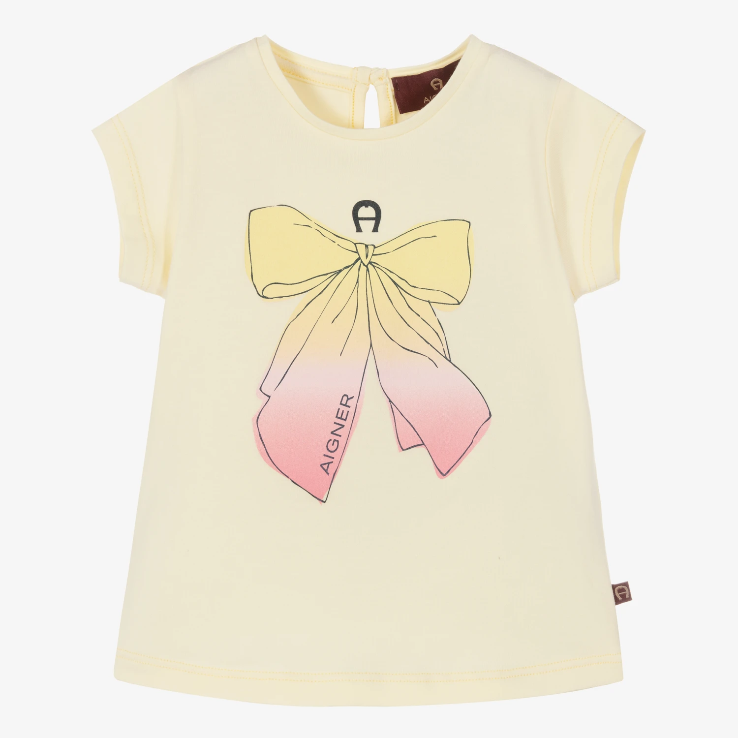 AIGNER Baby Girls Yellow Bow Logo T-Shirt 1 AIGNER Baby Girls Yellow Bow Logo T-Shirt