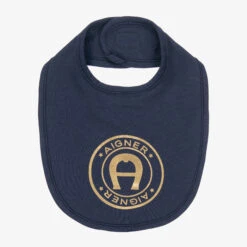 AIGNER Blue Pima Cotton Baby Bib