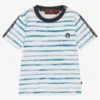AIGNER Boys Blue Stripe Cotton Logo T-Shirt