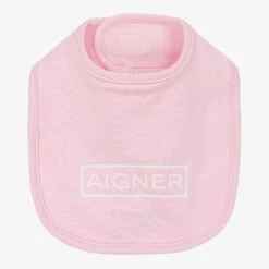 AIGNER Girls Pale Pink Pima Cotton Logo Bib
