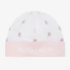 AIGNER Girls Pink & White Pima Cotton Baby Hat