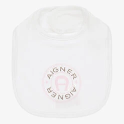 AIGNER Ivory Pima Cotton Baby Bib