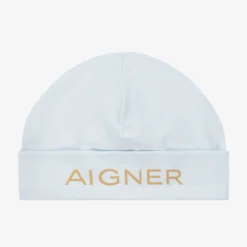 AIGNER Pale Blue Pima Cotton Baby Hat