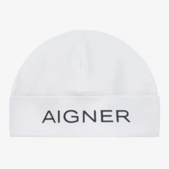 AIGNER White Pima Cotton Baby Hat
