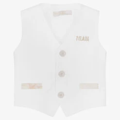 Alviero Martini Baby Boys White Logo Waistcoat