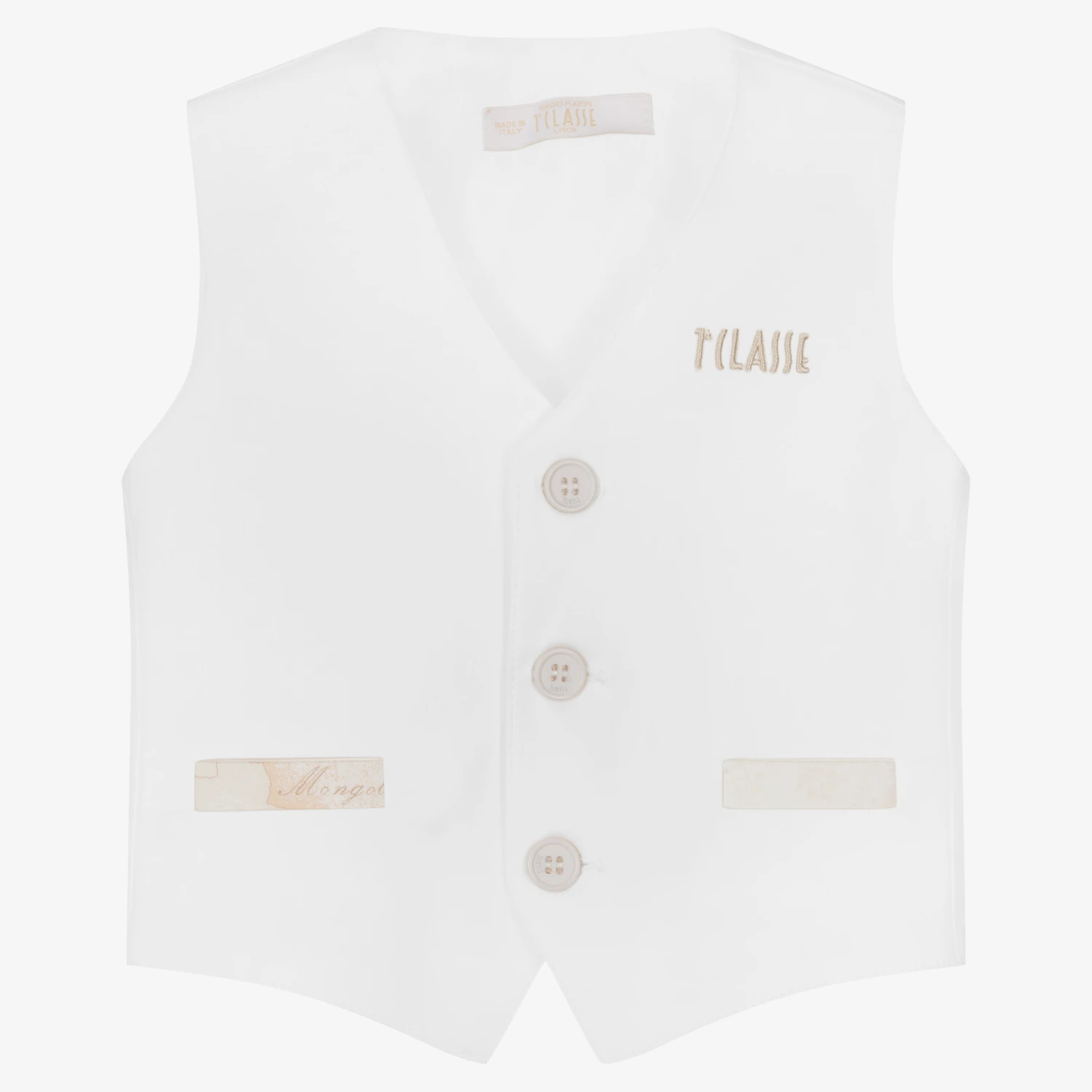 Alviero Martini Baby Boys White Logo Waistcoat 1 Alviero Martini Baby Boys White Logo Waistcoat