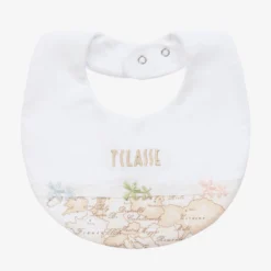 Alviero Martini Baby Girls White & Beige Geo Map Bib