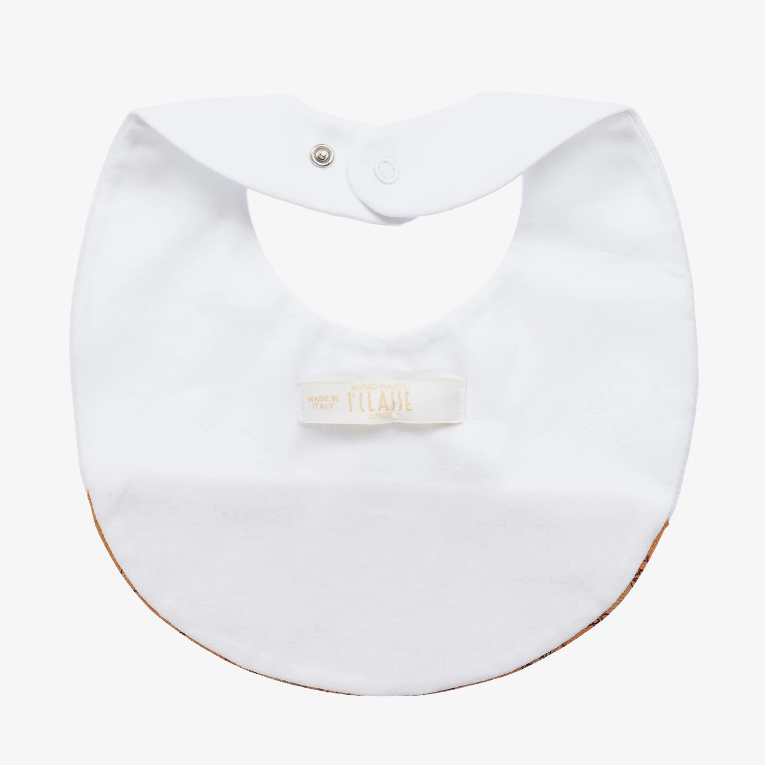 Alviero Martini Baby White & Beige Geo Map Bib 2 Alviero Martini Baby White & Beige Geo Map Bib - Image 2