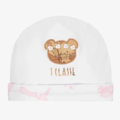 Alviero Martini Girls White Geo Map Bear Hat