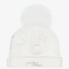Alviero Martini Ivory & Silver Geo Map Baby Hat