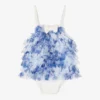Angel's Face Baby Girls White & Blue Tulle Frill Swimsuit