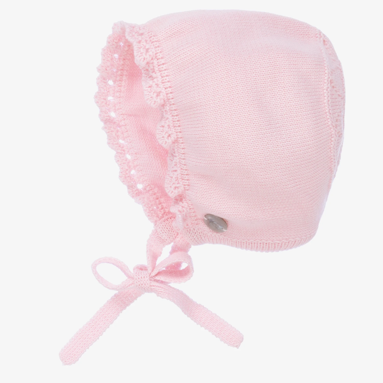 Artesanía Granlei Baby Girls Pink Knitted Bonnet 3 Artesanía Granlei Baby Girls Pink Knitted Bonnet - Image 3