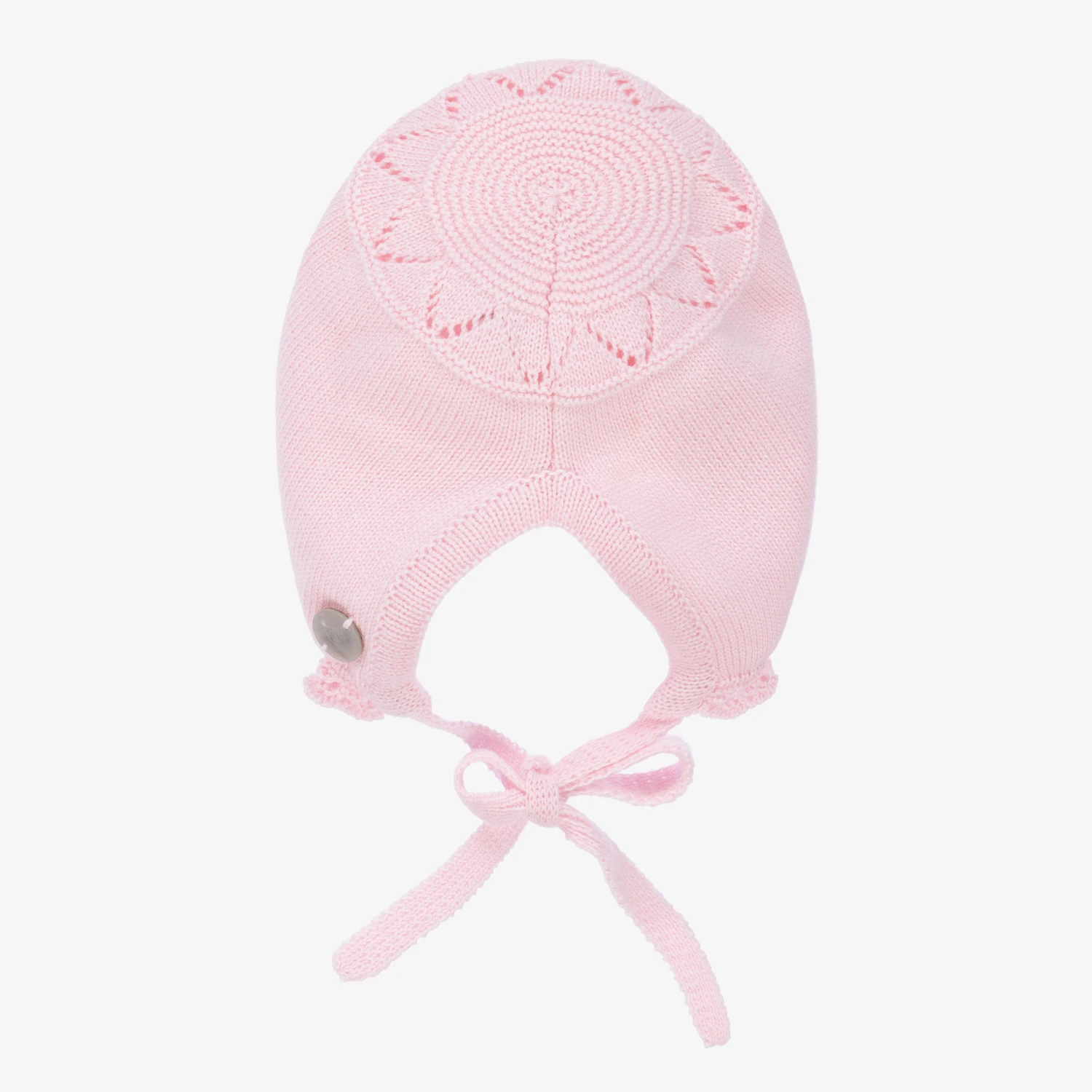 Artesanía Granlei Baby Girls Pink Knitted Bonnet 4 Artesanía Granlei Baby Girls Pink Knitted Bonnet - Image 4
