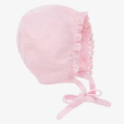 Artesanía Granlei Baby Girls Pink Knitted Bonnet