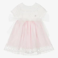 Artesanía Granlei Baby Girls Pink Knitted Tulle Dress