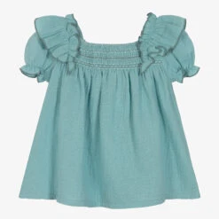 Babidu Baby Girls Green Cotton Dress