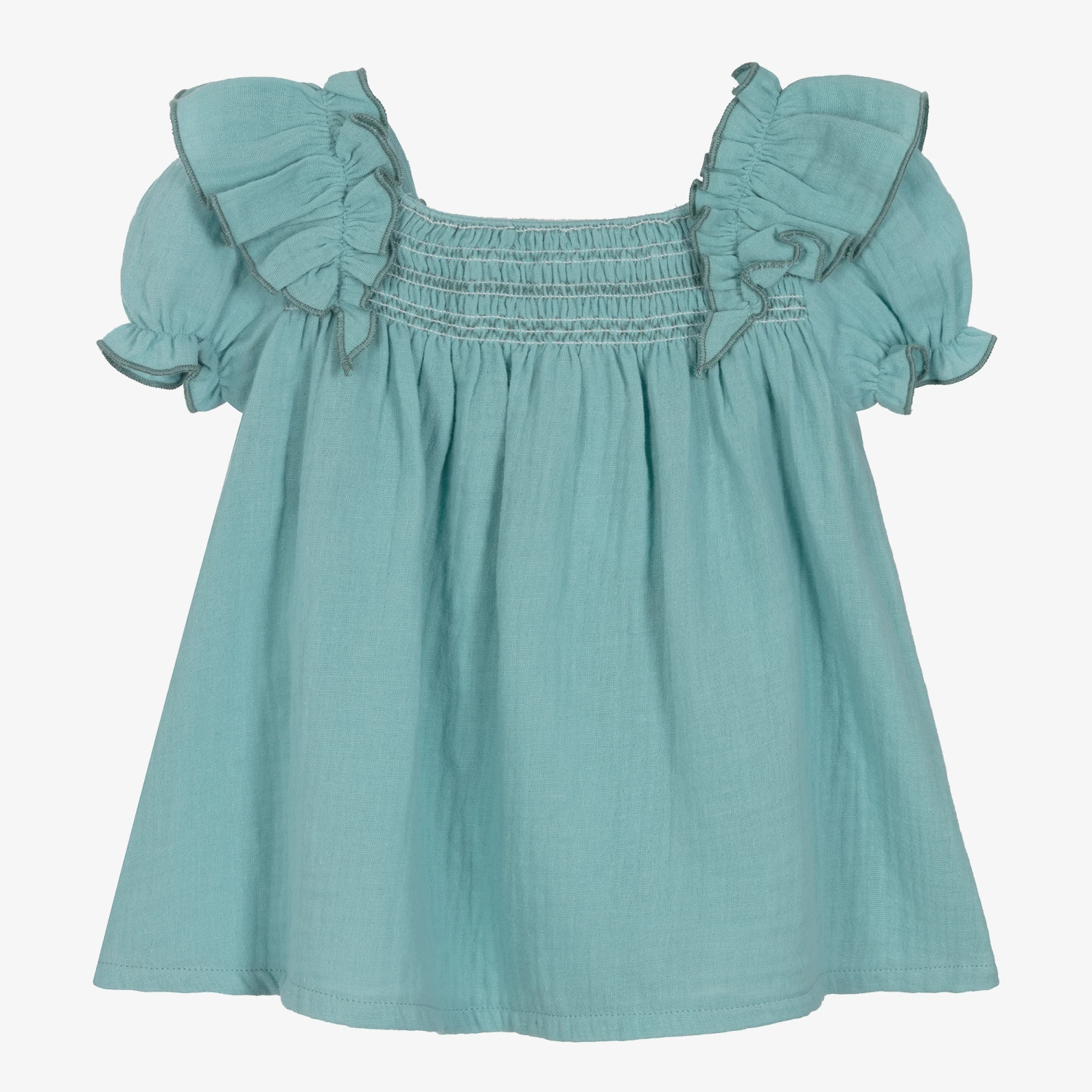 Babidu Baby Girls Green Cotton Dress 1 Babidu Baby Girls Green Cotton Dress