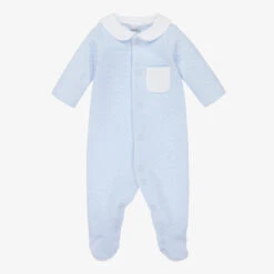 Babidu Blue Quilted Cotton Babygrow