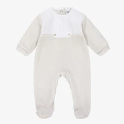 Babidu Boys Grey Velour Babygrow