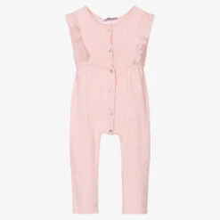 Babidu Girls Pink Cotton Jumpsuit