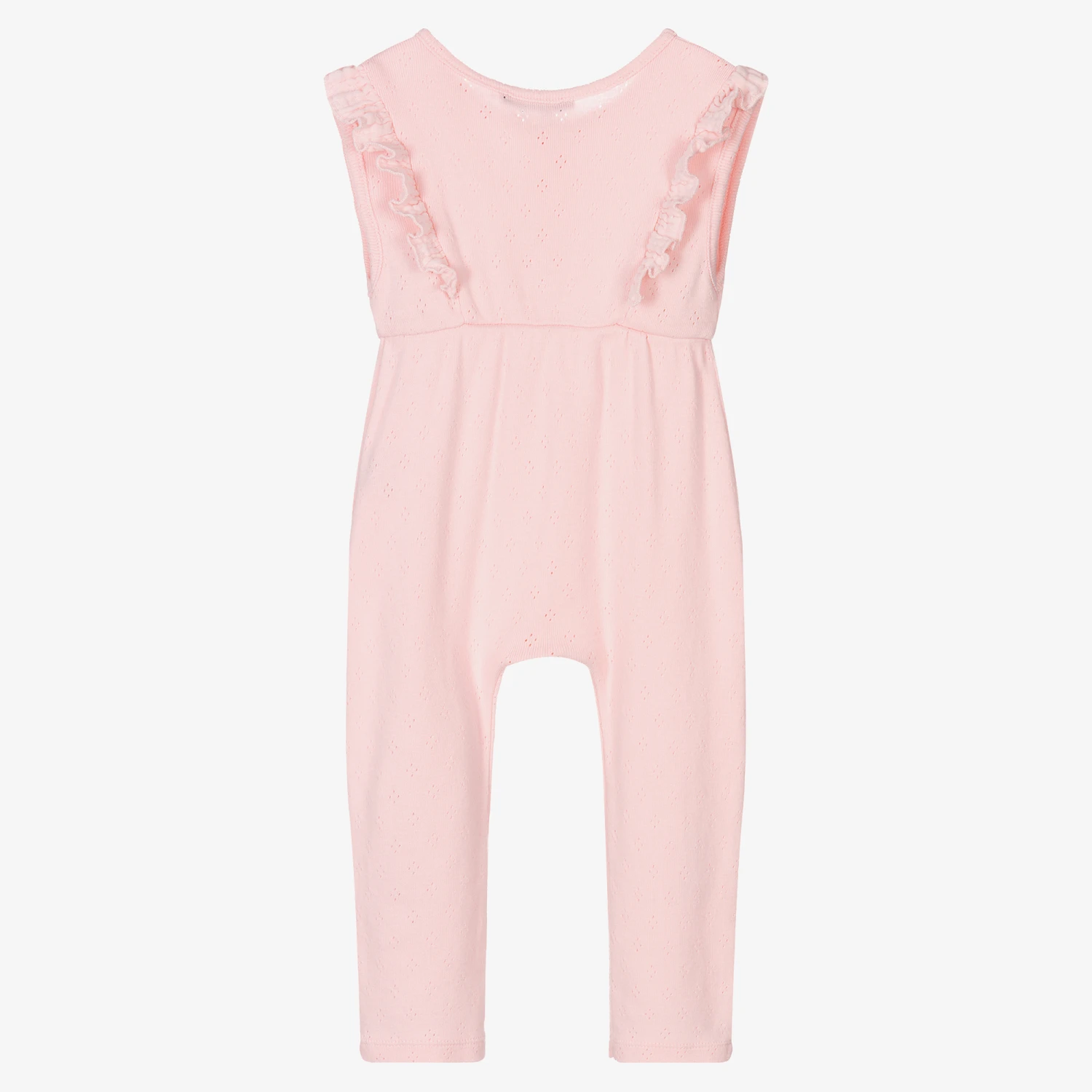 Babidu Girls Pink Cotton Jumpsuit 2 Babidu Girls Pink Cotton Jumpsuit - Image 2